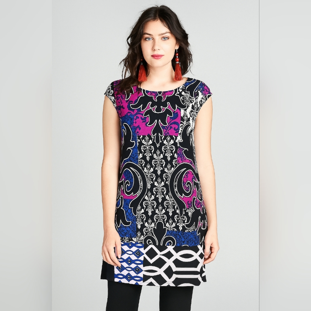 Joseph Ribkoff Multicolor Patterned Mini Dress Style Tunic